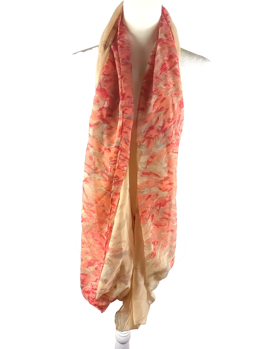 Joe Boxer Sheer Infinity Scarf 68 X 20 Orange Tan Fairy Garden